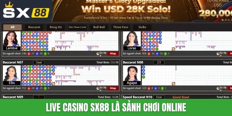 Live Casino SX88 là sảnh chơi online