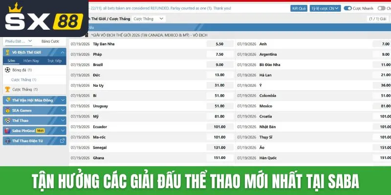Tận hưởng các giải đấu thể thao mới nhất mỗi ngày tại Saba