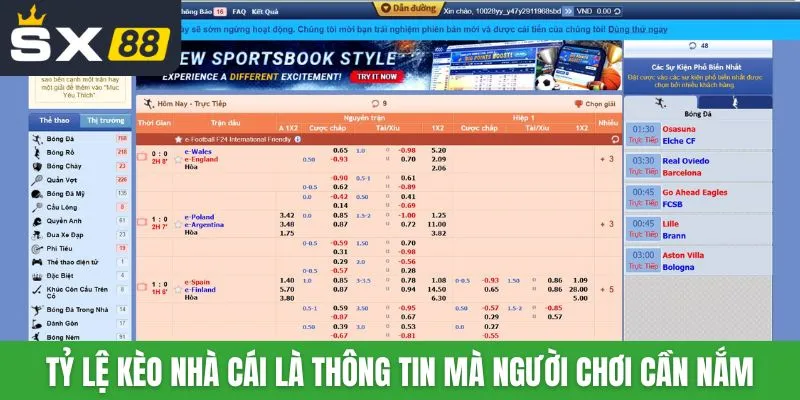 Tỷ lệ kèo nhà cái là thông tin mà người chơi cần nắm